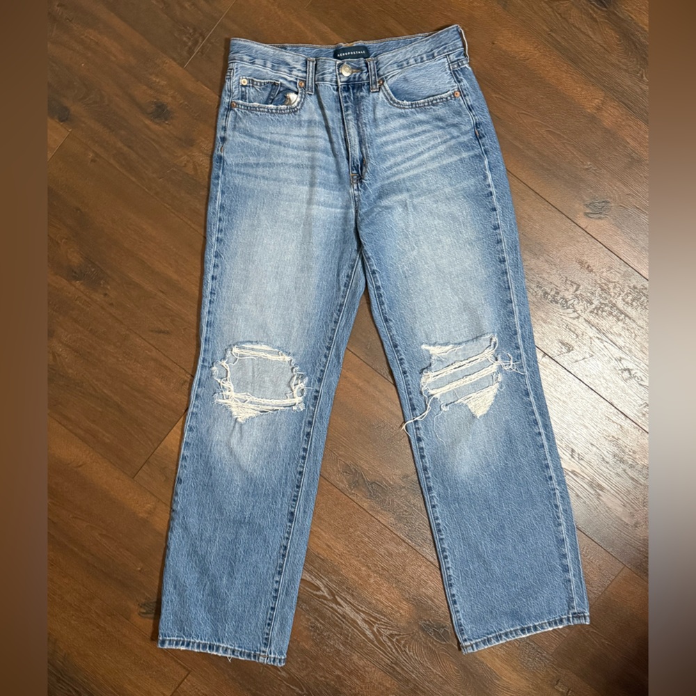 Aeropostale Women’s Skater Blue Ripped Jeans 100% Cotton